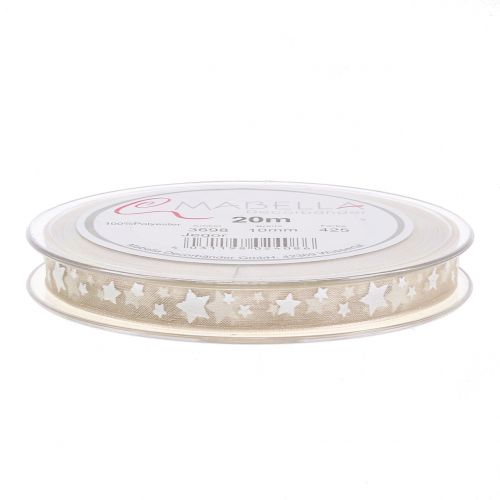 položky Vánoční stuha organza příroda s hvězdou 10mm 20m