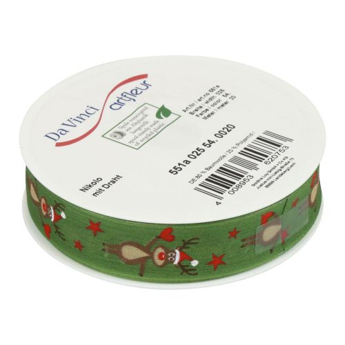 položky Vánoční stuha sobí zelená Vánoční stuha 25mm 20m