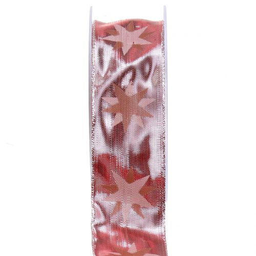Floristik24 Vánoční stuha holografická růžová, stříbrná 40mm 20m
