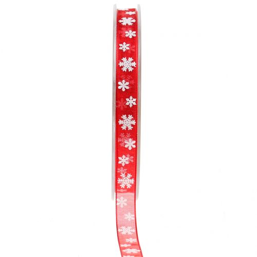 Floristik24 Vánoční stuha červená se sněhovou vločkou 10mm 20m