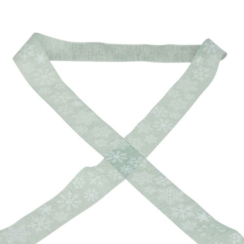 Floristik24 Vánoční stuha vločka dárková stuha světle zelená 35mm 15m