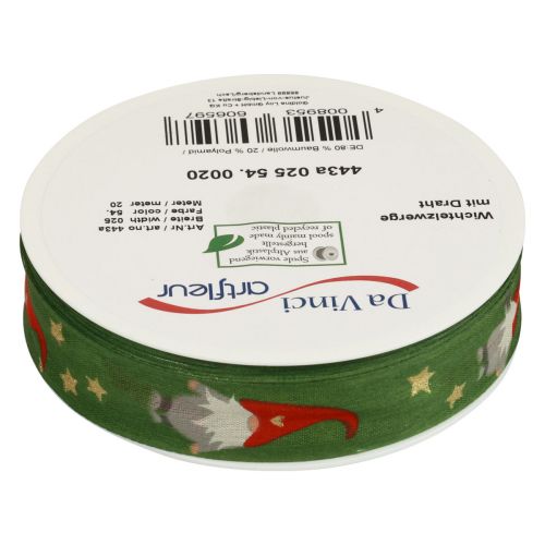 položky Vánoční stuha Gnome zelená 25mm 20m
