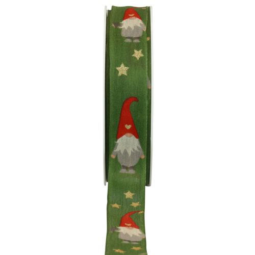 Floristik24 Vánoční stuha Gnome zelená 25mm 20m
