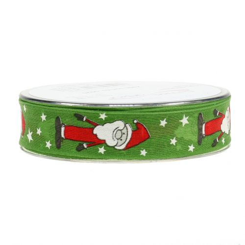 Floristik24 Vánoční stuha se Santa Green 25mm 20m