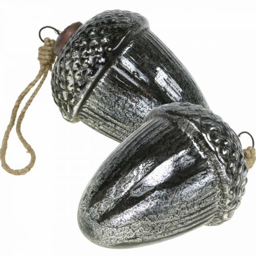 položky Vintage vánoční ozdoba na stromeček žalud skleněný vánoční přívěsek V14cm Ø10cm 2ks