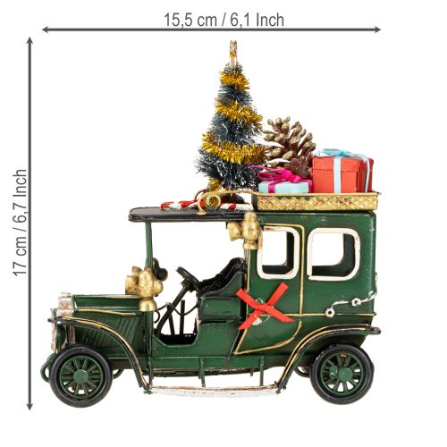 položky Vánoční dekorace auto vánoční auto vintage zelené 15×7×16cm