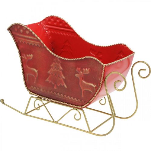 Floristik24 Vánoční dekorace deco sáňky Vánoční sáně červená/zlatá 30×12,5×20cm