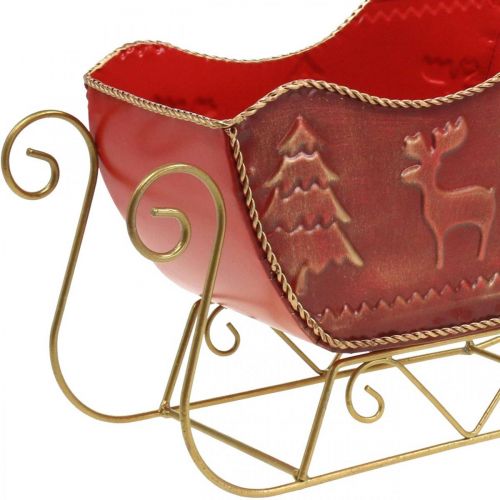 Floristik24 Vánoční dekorace deco sáňky Vánoční sáně červená/zlatá 30×12,5×20cm
