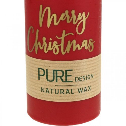 položky PURE sloupové svíčky Merry Christmas 130/60mm voskové červené 4ks