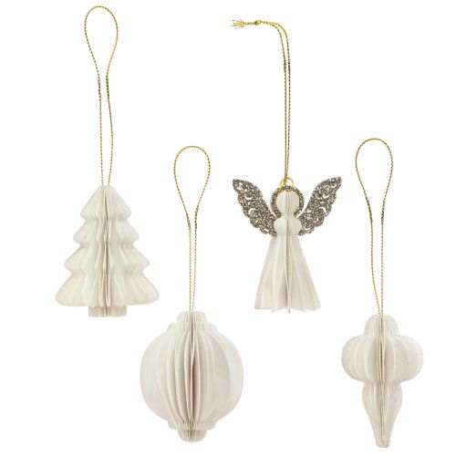 Floristik24 Vánoční ozdoby papír Vánoční ozdoby na stromeček bílé 6cm 12 ks