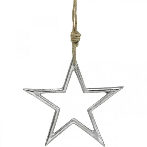 Vánoční dekorace hvězda, adventní dekorace, přívěsek hvězda stříbrná Š15,5cm