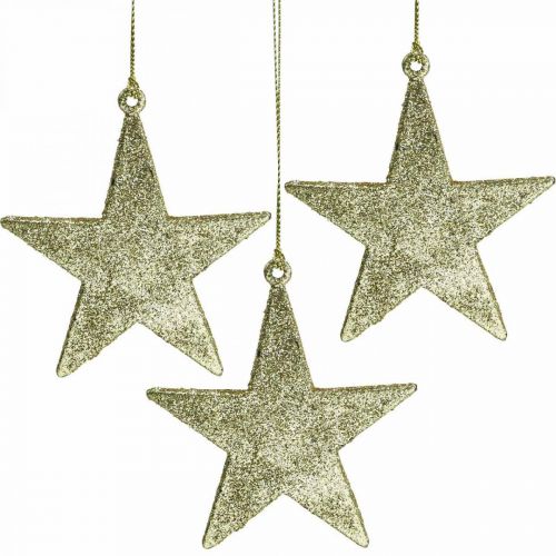 Vánoční dekorace přívěsek hvězda zlatý třpyt 10cm 12ks