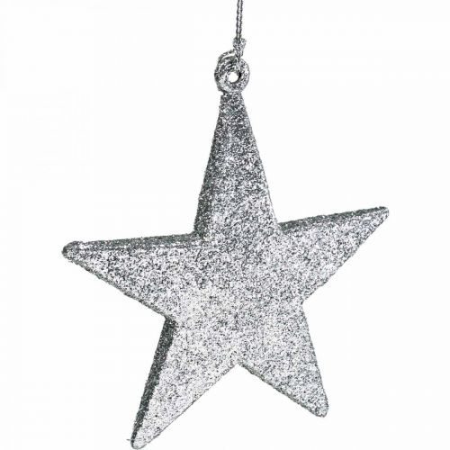 položky Vánoční dekorace přívěsek hvězda stříbrný třpyt 9cm 12ks