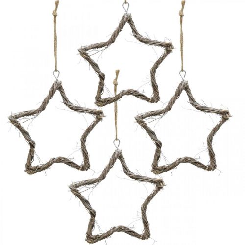 Floristik24 Vánoční dekorace hvězda jilm hvězdy na zavěšení bílá praná 20cm 4ks