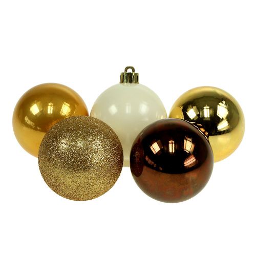 Floristik24 Vánoční dekorace plastové koule zlatá, hnědá mix Ø6cm 30ks