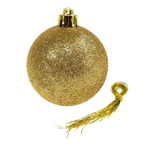 položky Vánoční dekorace plastové koule zlatá, hnědá mix Ø6cm 30ks
