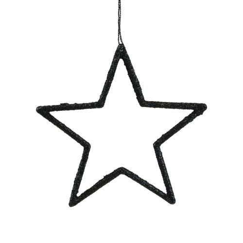 položky Vánoční dekorace přívěsek hvězda černý třpyt 12cm 12ks