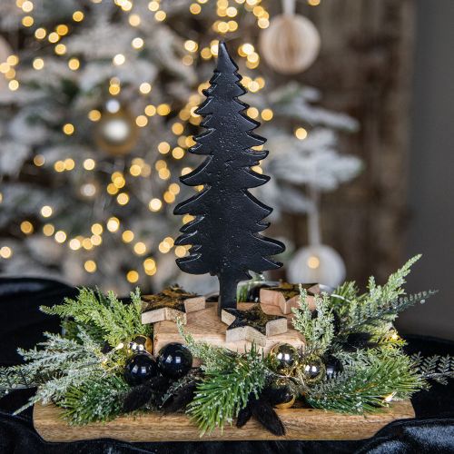 položky Vánoční dekorace Vánoční stromeček dřevěná kovová dekorace na stůl V22cm