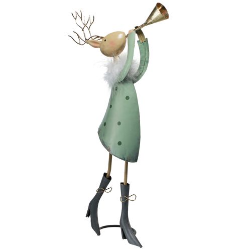 položky Vánoční figurka kovová trubka jelen zelené zlato 51cm