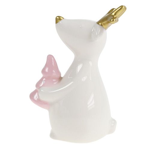 Floristik24 Vánoční figurka sob bílý 11cm, 12cm 2ks
