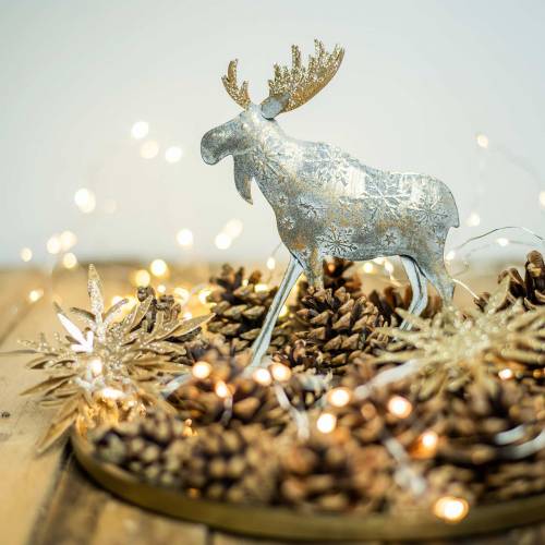 Floristik24 Vánoční figurka losa zlatá kov starožitného vzhledu 21 × 14,5 cm