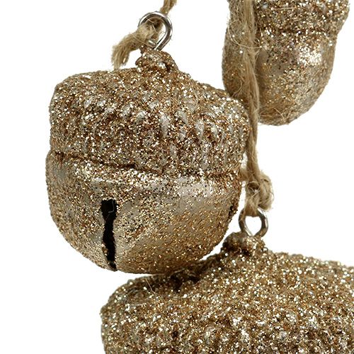Floristik24 Ozdobný věšák žaludy 3cm-5cm champagne L16cm 3ks
