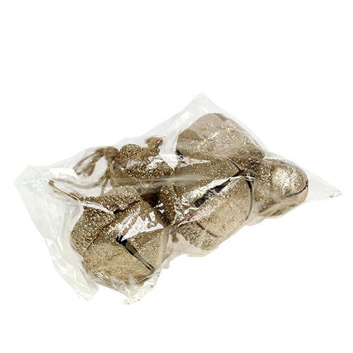 Floristik24 Ozdobný věšák žaludy 3cm-5cm champagne L16cm 3ks