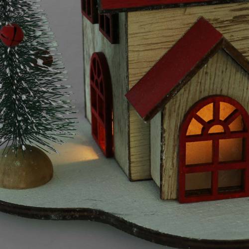 Floristik24 Vánoční domeček s LED osvětlením přírodní, červené dřevo 20 × 15 × 15 cm