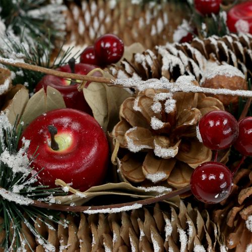 položky Vánoční věnec s ozdobnými plody zasněženými v Ø33cm