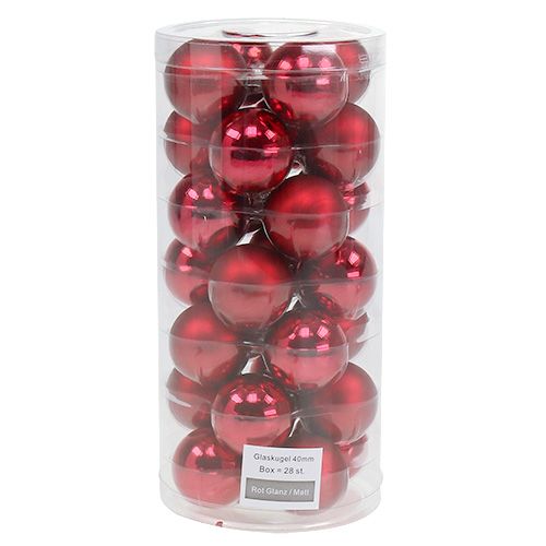 Floristik24 Vánoční koule Ø4cm červená lesk/mat 24 ks