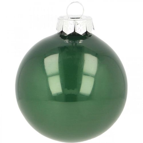 položky Vánoční koule skleněné Vánoční koule na stromeček zelená matná Ø6cm 24 kusů