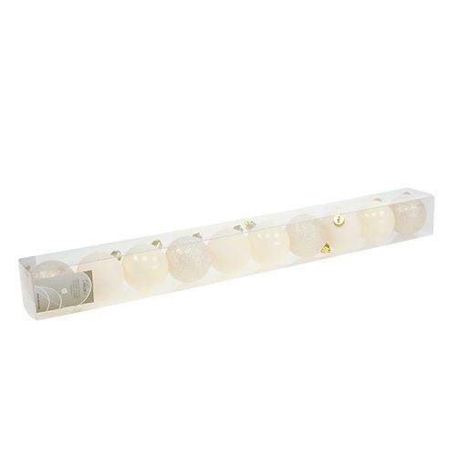 Floristik24 Vánoční koule plastová krémová Ø60mm 10ks