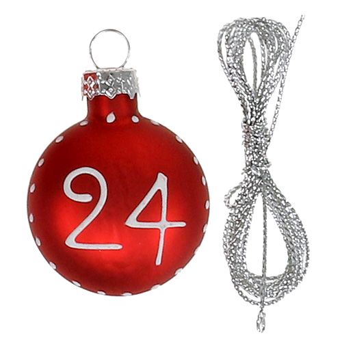 položky Vánoční koule Ø3,5cm s čísly červená 24ks