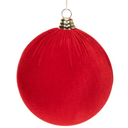 Červená sametová vánoční koule, velká 20cm vánoční koule, 3 kusy