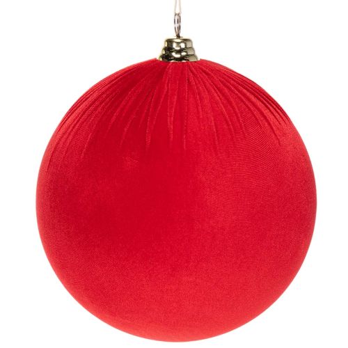 Červená sametová vánoční koule, velká dekorativní koule k zavěšení, 25 cm, 2 kusy nakoupit | Floristik24.cz