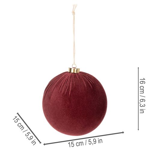 Vánoční ozdoba, vzhled červeného sametu, k zavěšení, 15 cm, 3 kusy | Floristik24.cz