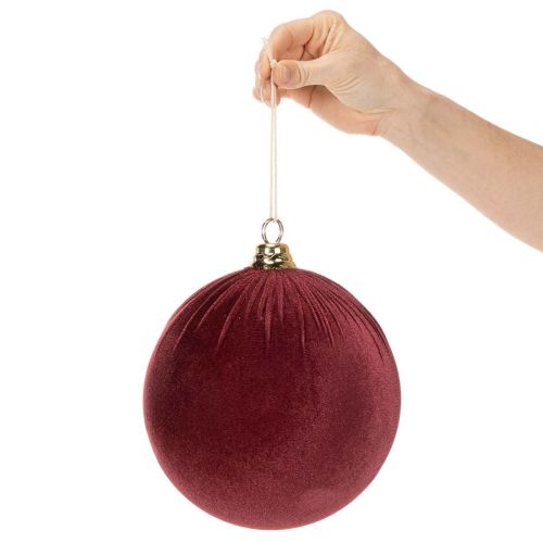Velká červená vánoční ozdoba s imitací sametu, 20 cm, 3 kusy | Floristik24.cz