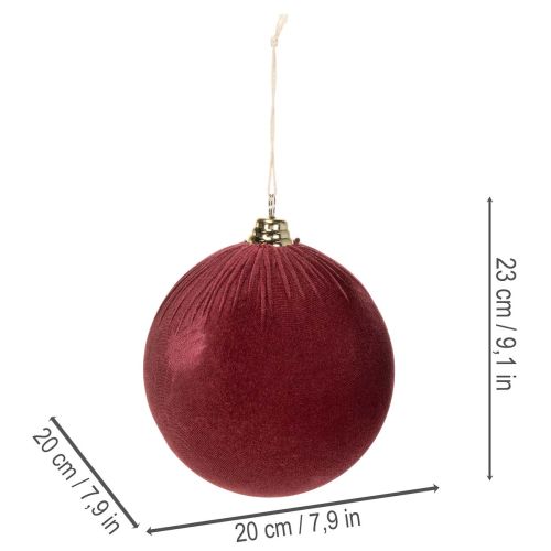Velká červená vánoční ozdoba s imitací sametu, 20 cm, 3 kusy | Floristik24.cz