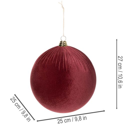 Velká červená sametová vánoční ozdoba na zavěšení, 25 cm, 2 kusy | Floristik24.cz