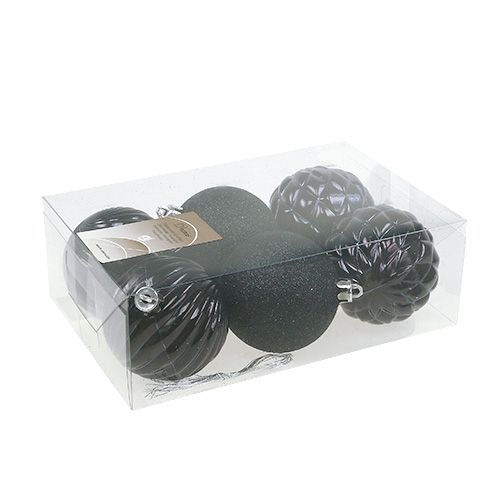 Floristik24 Vánoční koule černá mix Ø7cm plast 6ks