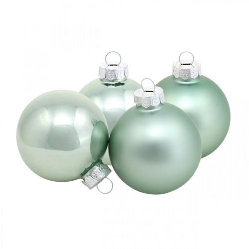 Floristik24 Vánoční ozdoby na stromeček mix, mini vánoční koule zelená mátová V4,5cm Ø4cm pravé sklo 24ks