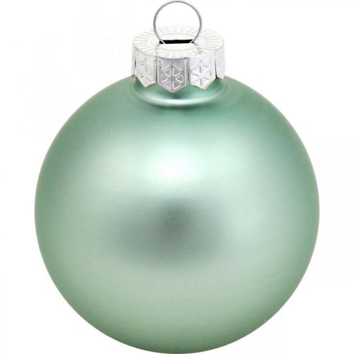 položky Vánoční ozdoby na stromeček mix, mini vánoční koule zelená mátová V4,5cm Ø4cm pravé sklo 24ks