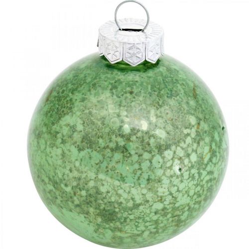 položky Vánoční koule, ozdoby na stromeček, koule na stromeček zelená mramorovaná V4,5cm Ø4cm pravé sklo 24ks