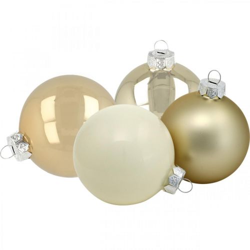Floristik24 Vánoční koule, ozdoby na stromeček, skleněné koule bílá / perleť V8,5cm Ø7,5cm pravé sklo 12ks