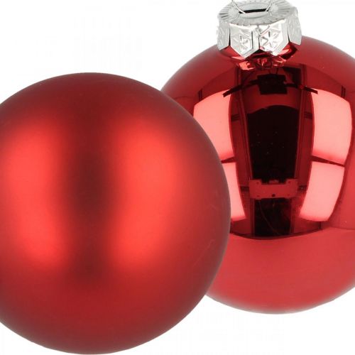 Vánoční koule, ozdoby na stromeček, vánoční koule červená V8,5cm Ø7,5cm pravé sklo 12ks