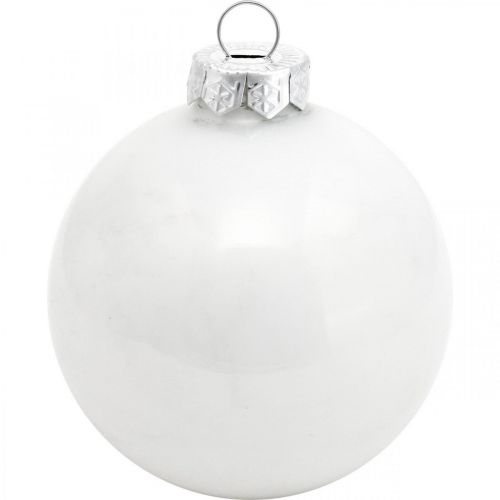 položky Sněhová koule, přívěsek na stromeček, vánoční ozdoby, zimní dekorace bílá V6,5cm Ø6cm pravé sklo 24ks