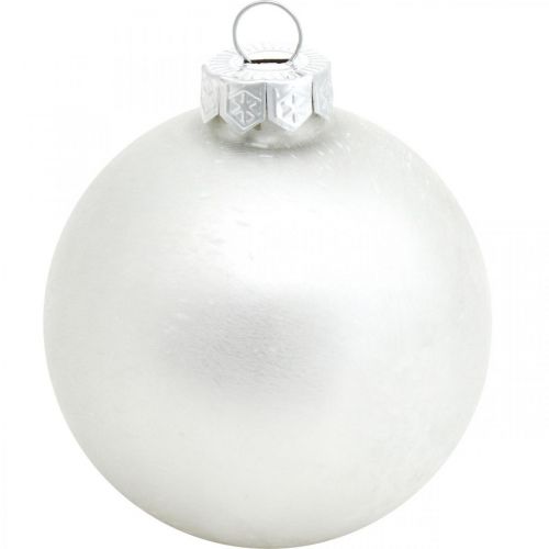 položky Přívěsek na stromeček, sněhová koule, vánoční ozdoby, zimní dekorace bílá V4,5cm Ø4cm pravé sklo 24ks