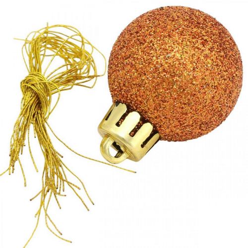Floristik24 Mini vánoční koule, mix ozdob na stromeček, vánoční koule oranžová Ø2,5cm plast 14ks