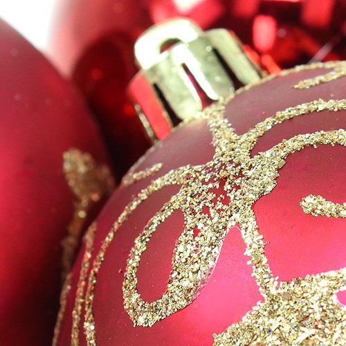 Floristik24 Vánoční koule plastová rubín Ø70mm 8ks