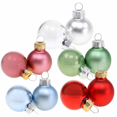 položky Mini vánoční koule matné / lesklé různé Ø2,5cm 24ks různých barev